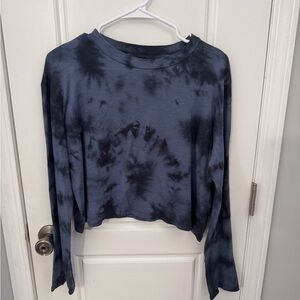PINK Victoria's Secret Black and Blue Tie-Dye Long Sleeve Tee